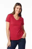 Tricou damă Gildan Softstyle™ V-neck personalizat, pe model