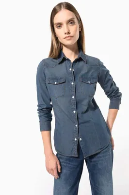 Cămașă damă Kariban Denim personalizată