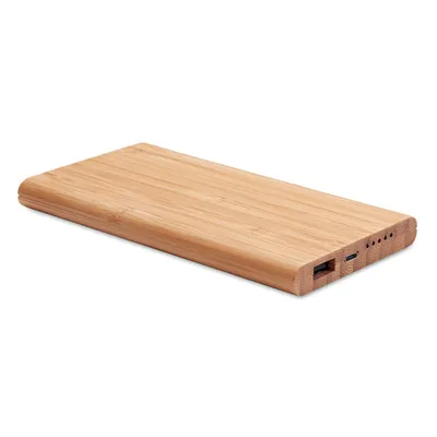 Wireless powerbank în bambus personalizat