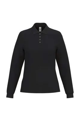Tricou polo damă iDeal Basic Pique Long-sleeves personalizat, negru
