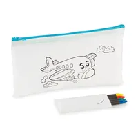 Penar cu 4 creioane colorate personalizat, albastru copil