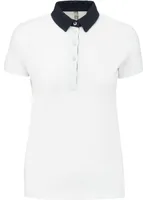 Tricou polo damă Kariban Two-tone Jersey personalizat, alb