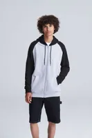 Bluză unisex Just Hoods Baseball Zoodie personalizată, pe model