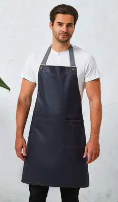 Șorț Premier District Waxed Look Denim Bib personalizat