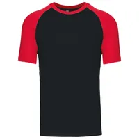 Tricou bărbați Kariban Baseball Short-sleeved Two-tone personalizat, negru