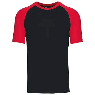 Tricou bărbați Kariban Baseball Short-sleeved Two-tone personalizat, negru