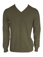 Bluză bărbați Legend Classics V-neck Fine Gauge Cotton Pullover personalizată, verde
