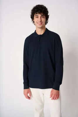 Tricou polo bărbați iDeal Basic Pique Long-sleeves