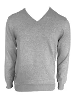Bluză bărbați Legend Classics V-neck Fine Gauge Cotton Pullover personalizată, gri