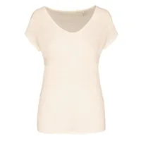 Tricou damă Spasso V-neck Linen personalizat, natural
