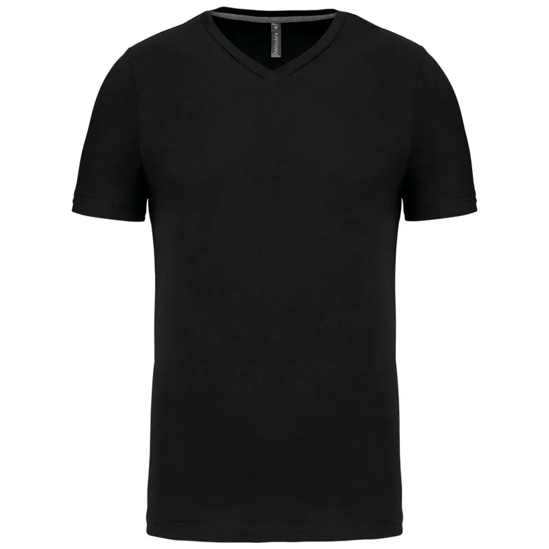 Tricou bărbați Kariban Short-sleeved V-neck personalizat, negru