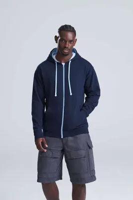 Bluză unisex Just Hoods Varsity Zoodie personalizată