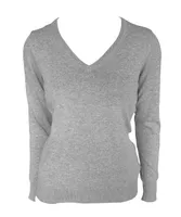 Bluză damă Legend Classics V-neck Fine Gauge Cotton Pullover personalizată, gri