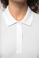 Tricou polo damă Kariban Organic 180 Piqué Long Sleeves personalizat, pe model