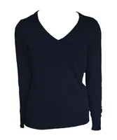 Bluză damă Legend Classics V-neck Fine Gauge Cotton Pullover personalizată, albastru