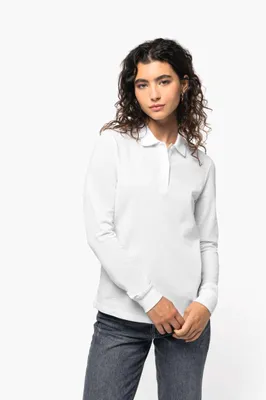 Tricou polo damă Kariban Organic 180 Piqué Long Sleeves