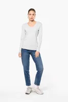 Tricou cu mânecă lungă damă Kariban V-neck personalizat, pe model