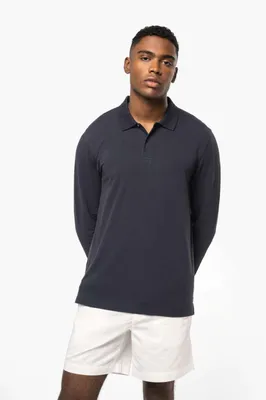 Tricou polo bărbați Kariban Organic 180 Piqué Long Sleeves personalizat