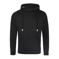 Hanorac unisex Just Hoods Cross Neck personalizat, negru