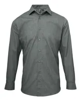 Cămașă bărbați Premier Cross-dye Roll Sleeve Poplin Bar personalizată, gri