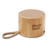 Boxă wireless din bambus personalizată, vedere zona de personalizare