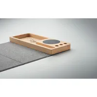Încărcător wireless bambus 15W personalizat, vedere detaliu