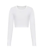 Tricou damă Just Ts L/s Cropped T personalizat, alb