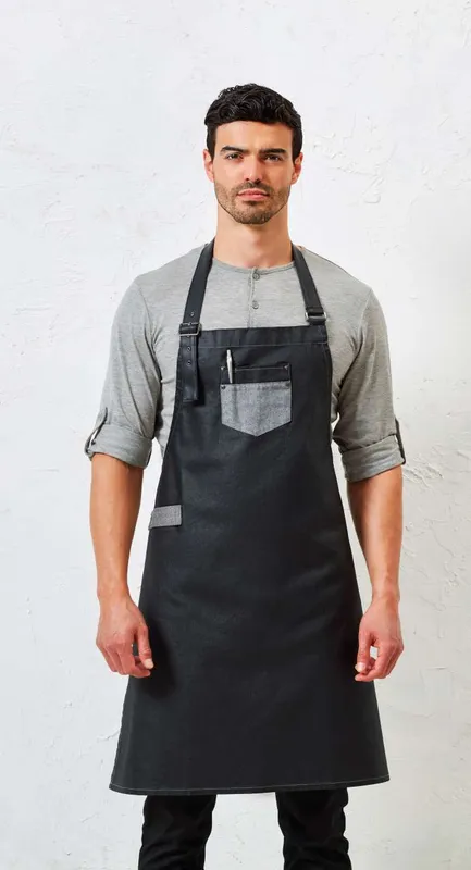 Șorț Premier Division Waxed Look Denim Bib With Faux Leather