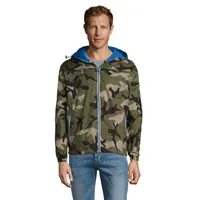 Sol's Skate Lined Windbreaker personalizat, camo/royal blue