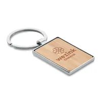 Breloc bambus în formă pătrată personalizat, vedere zona de personalizare