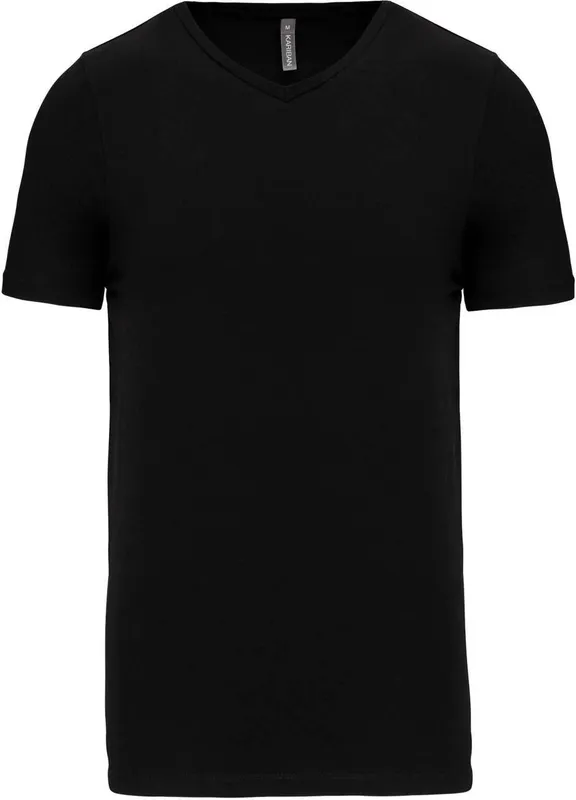 Tricou bărbați Kariban Short-sleeved V-neck personalizat, negru