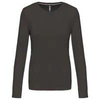 Tricou cu mânecă lungă damă Kariban Crew Neck personalizat, gri