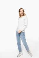 Tricou cu mânecă lungă damă Kariban Crew Neck personalizat, pe model
