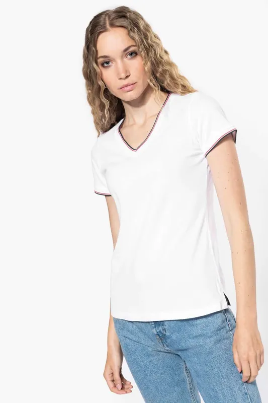 Tricou damă Kariban Piqué Knit V-neck
