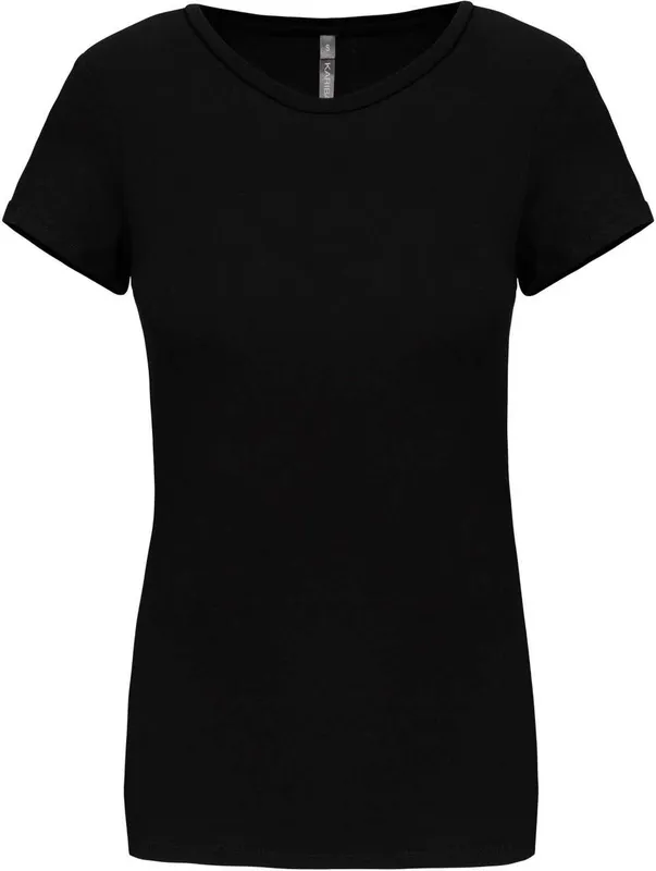Tricou damă Kariban Short-sleeved Crew Neck personalizat, negru