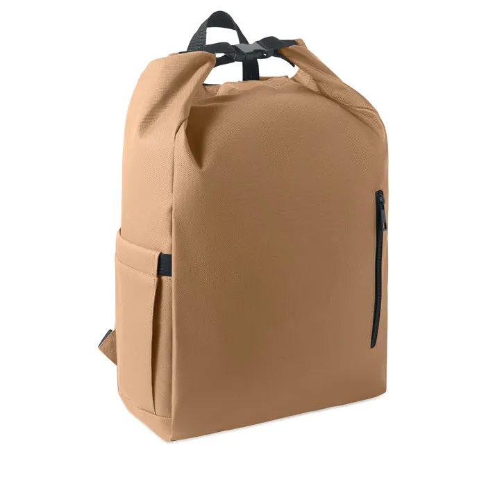 Rucsac laptop 15'' rolltop personalizat, kaki
