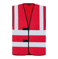 Vestă unisex Korntex Safety Functional Vest Hannover Four Reflective Stripes personalizată, roșu