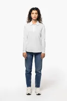Tricou polo damă Kariban Organic 180 Piqué Long Sleeves personalizat, pe model