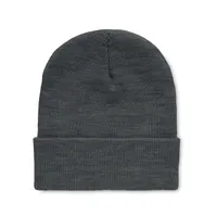 Căciulă poliester cu manșetă personalizată, alb/negru