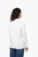 Tricou polo damă Kariban Organic 180 Piqué Long Sleeves personalizat, pe model