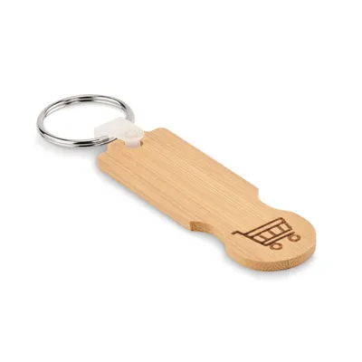 Breloc de bambus cu moneda personalizat