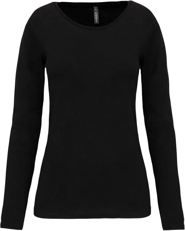 Tricou cu mânecă lungă damă Kariban Crew Neck personalizat, negru