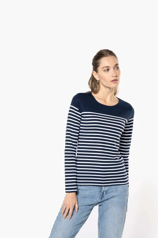 Tricou cu mânecă lungă damă Kariban Breton Stripe Top