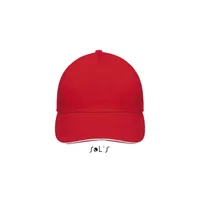 SUNNY FIVE PANEL CAP 180g personalizat, red/white