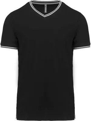 Tricou bărbați Kariban Piqué Knit V-neck personalizat, negru