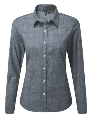 Cămașă damă Premier Cotton Slub Chambray personalizată