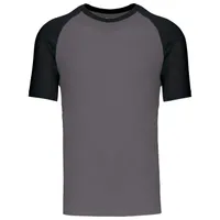 Tricou bărbați Kariban Baseball Short-sleeved Two-tone personalizat, gri