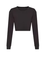 Tricou damă Just Ts L/s Cropped T personalizat, negru