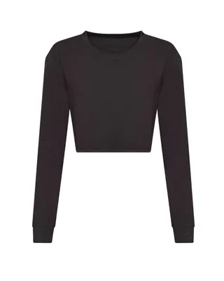 Tricou damă Just Ts L/s Cropped T personalizat, negru