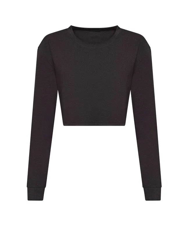 Tricou damă Just Ts L/s Cropped T personalizat, negru